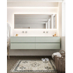 MONDIAZ VICA Ensemble de meuble salle de bain - 200cm - 4 tiroirs - lavabo Cloud double - 0 trous de robinet - solid surface grise SW410854