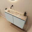 MONDIAZ TURE-DLUX Meuble toilette - 80cm - Greey - EDEN - vasque Frappe - position gauche - sans trou de robinet SW1102776