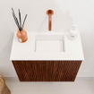 Mondiaz JOYA 50cm toiletmeubel - kleur Ruby - Wastafel FAYE positie Rechts Zonder kraangat kleur Talc. SW1421715