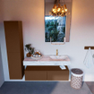 Mondiaz ALAN-DLUX Ensemble de meuble - 120cm - meuble Rust mat - 2 tiroirs - Lavabo Cloud Glace suspendu - vasque Droite - 1 trou de robinet SW806128