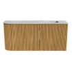 Mondiaz JOYA-DLUX Meuble de salle de bains - 91,6 cm - arrondi gauche couleur Chêne - Vasque FAYE position Droite Sans trou de robinet couleur Glace SW1422012