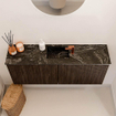 Mondiaz JOYA-DLUX 100cm toiletmeubel - kleur Walnut - Wastafel FAYE positie Midden 1 kraangat kleur Lava. SW1422449