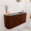 Mondiaz JOYA-DLUX Meuble de toilette 81,6cm - arrondi gauche couleur Ruby - Vasque FAYE position Droite 1 trou de robinet couleur Sombra SW1425691