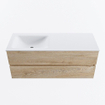 MONDIAZ VICA meuble sous lavabo 120cm Chêne blanchi 2 tiroirs. Lavabo CLOUD gauche sans trou de robinet, couleur Talc. SW1381906