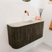 Mondiaz JOYA-DLUX 83.2cm meuble de toilette - arrondis gauche et droite couleur Shadow - Vasque FAYE position Milieu Sans trou de robinet couleur Frappe. SW1426211