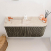 Mondiaz JOYA-DLUX Meuble de salle de bains 81.6cm - arrondi droit couleur Shadow - Vasque FAYE position Gauche 1 trou de robinet couleur Frappe. SW1422728