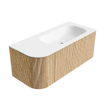 MONDIAZ KURVE 105cm Meuble salle de bain avec module 25 G - couleur Oak - 1 tiroir - 1 porte - vasque BIG SMALL droite - 1 trou de robinet - Talc SW1138156