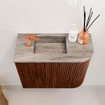 Mondiaz JOYA-DLUX 51.6cm toiletmeubel - ronding rechts kleur Ruby - Wastafel FAYE positie Links 1 kraangat kleur Oza. SW1425529
