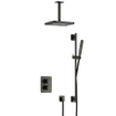 Hotbath Gal IBS40A Ensemble de douche - encastré - douche principale carrée de 22 cm - bras plafond de 15 cm - douchette à main - avec barre de douche - gunmetal brossé PVD SW656168