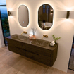 Mondiaz CIRO-DLUX Ensemble de meubles de salle de bains - 170x45x50cm - Plan vasque solid surface Lava - 2 vasques double - sans trous de robinet - 4 tiroirs - Shadow SW1532499