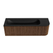 MONDIAZ KURVE 145cm Meuble salle de bain avec module 25 D - couleur Walnut - 1 tiroir - 1 porte - vasque BIG LARGE gauche - 1 trou de robinet - Urban SW1138479