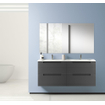 Adema Prime Balance Ensemble de meuble - 120x55x45cm - 2 vasques rectangulaires en céramique Blanc - 2 trous de robinet - 4 tiroirs - avec miroir rectangulaire - Anthracite mat SW916240
