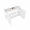 MONDIAZ TURE-DLUX Meuble toilette - 80cm - Talc - EDEN - vasque Glace - position centrale - sans trou de robinet SW1103091