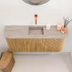 Mondiaz JOYA-DLUX 93.2cm toiletmeubel - ronding links en rechts kleur Oak - Wastafel FAYE positie Midden Zonder kraangat kleur Saba. SW1424225