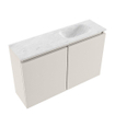 MONDIAZ TURE-DLUX Meuble de toilettes 80 cm Linen. Lavabo EDEN Opalo position droite. Sans trou de robinet. SW1104407