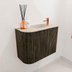 Mondiaz JOYA-DLUX Meuble de salle de bains - 51,6cm - arrondi gauche couleur Shadow - Vasque FAYE position Droite 1 trou de robinet couleur Frappe SW1422682