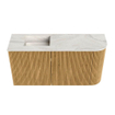 Mondiaz JOYA-DLUX 81.6cm toiletmeubel - ronding rechts kleur Oak - Wastafel FAYE positie Links 1 kraangat kleur Ostra. SW1422222