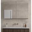 Adema Holz Ensemble de meuble - 100cm - 1 vasque en céramique Blanc - sans trous de robinet - 1 tiroir - avec armoire de toilette - Toffee (marron) SW857522