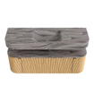 MONDIAZ THOR-DLUX 140cm badmeubel ronding links + rechts kleur Oak met 1 lade en 2 deuren. Vrijhangende wastafel CLOUD Midden zonder kraangat kleur Sombra. SW1464359
