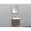 BRAUER Natural Wood badkamermeubelset 80cm hangend model grey oak met wastafel wit 1 kraangat zonder spiegel SW9151
