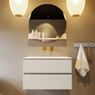 Mondiaz VICA-DLUX Ensemble de meuble de salle de bain - 80cm - meuble sous-vasque lin - 2 tiroirs - lavabo encastrée nuage milieu - sans trous de robinet - version haute de 60cm - ostra SW1087401