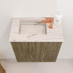 Mondiaz JOYA-DLUX 40cm toiletmeubel - kleur Dusk - Wastafel FAYE positie Links 1 kraangat kleur Nata. SW1425877