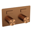 BRAUER Copper Carving thermostatische inbouw badkraan - drukknoppen SET 03 - uitloop - staaf handdouche - doucheslang - wandaansluitbocht - koper geborsteld PVD SW925560