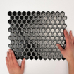 The Mosaic Factory Barcelona mosaïque - 26x30cm - carreau mural - Hexagone/Hexagon - Porcelaine Black Brillant SW62200