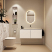 MONDIAZ TURE-DLUX Meuble toilette - 120cm - Talc - EDEN - vasque Glace - position centrale - sans trou de robinet SW1103106