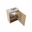 MONDIAZ TURE-DLUX Meuble toilette - 40cm - Washed Oak - EDEN - vasque Glace - position droite - 1 trou de robinet SW1103564