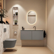 MONDIAZ TURE-DLUX Meuble toilette - 120cm - Smoke - EDEN - vasque Glace - position centrale - 1 trou de robinet SW1103555