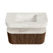 MONDIAZ THOR-DLUX 100cm badmeubel ronding links + rechts kleur Walnut met 1 lade en 2 deuren. Vrijhangende wastafel CLOUD Midden 1 kraangat kleur Ostra. SW1467388