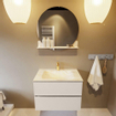 Mondiaz VICA-DLUX Ensemble de meuble de salle de bain - 70cm - meuble sous lavabo lin - 2 tiroirs - lavabo encastré nuage milieu - 1 trou de robinet - version haute 60cm - ostra SW1087458