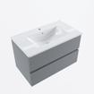 Mondiaz VICA Ensemble de meuble de salle de bain - 80cm - meuble sous-vasque plata - 2 tiroirs - lavabo denia milieu - 1 trou de robinet - version haute de 60cm - blanc brillant SW1080273