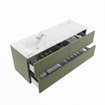MONDIAZ VICA-DLUX Ensemble meuble de salle de bains - 130cm - sous-meuble army - 4 tiroirs - lavabo encastré cloud gauche - sans trous de robinet - version haute 60cm - frape SW1088754