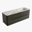 Mondiaz CIRO-DLUX Badkamermeubelset - 140x45x50cm - Solid surface wastafel Glace - 1 wasbak Rechts - zonder kraangaten - 4 lades - Shadow SW1532211