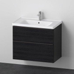 Duravit D-Neo Ensemble meuble de salle de bains avec meuble sous-lavabo avec 2 tiroirs avec softclose 80x20x48cm avec lavabo chêne noir mat SW642215