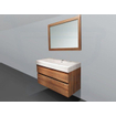 BRAUER Natural Wood Meuble avec miroir 80cm suspendu Grey Oak avec vasque Blanc 1 trou pour robinetterie SW2736