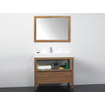 Saniclass Natural Wood Meuble avec armoire miroir 80cm Grey Oak avec vasque Blanche sans trou pour robinetterie SW8053