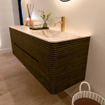 Mondiaz CIRO-DLUX Badkamermeubelset - 140x45x50cm - Solid surface wastafel Frappe - 1 wasbak Rechts - 1 kraangat - 4 lades - Shadow SW1532180