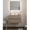 Mondiaz VICA Ensemble de meuble de salle de bain - 80cm - meuble sous-vasque fumée - 2 tiroirs - lavabo lune milieu - 1 trou de robinet - version XL 60cm haut SW1090077