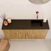 Mondiaz JOYA 90cm meuble de salle de bains - couleur Oak - Vasque FAYE position Droite Sans trou de robinet couleur Urban. SW1421191