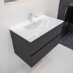 Mondiaz VICA ensemble de meuble de salle de bain - 80cm - meuble sous-vasque gris foncé - 2 tiroirs - lavabo denia milieu - 1 trou de robinet version XL 60cm de haut SW1090673