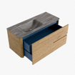 Mondiaz CIRO-DLUX Meuble de salle de bains ensemble - 110x45x50cm - Vasque en solid surface Oza - 1 lavabo à gauche - 1 trou de robinet - 2 tiroirs - Chêne SW1531110