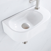 QeramiQ Fuente Ensemble lave-mains - 40x21.5x12cm - droit - lisse - semi-circulaire - 1 trou de robinet - céramique - robinet lave-mains inox brossé - bonde - siphon abaissé - blanc brillant SW1232809