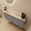 MONDIAZ TURE-DLUX Meuble toilette - 100cm - Smoke - EDEN - vasque Frappe - position gauche - 1 trou de robinet SW1103052