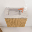 Mondiaz JOYA-DLUX 40cm toiletmeubel - kleur Oak - Wastafel FAYE positie Links 1 kraangat kleur Glace. SW1421937