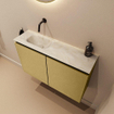 MONDIAZ TURE-DLUX Meuble toilette - 80cm - Oro - EDEN - vasque Ostra - position gauche - sans trou de robinet SW1104956