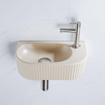 Fugaflow Efficiente Pietra Ensemble lave-mains - 40x21,5x12cm - droite - lisse - demi-rond - 1 trou de robinet - céramique - robinet de lave-mains inox brossé - bonde - siphon abaissé - beige SW1442381