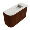 Mondiaz JOYA-DLUX 61.6cm toiletmeubel - ronding links kleur Ruby - Wastafel FAYE positie Rechts Zonder kraangat kleur Ostra. SW1423840